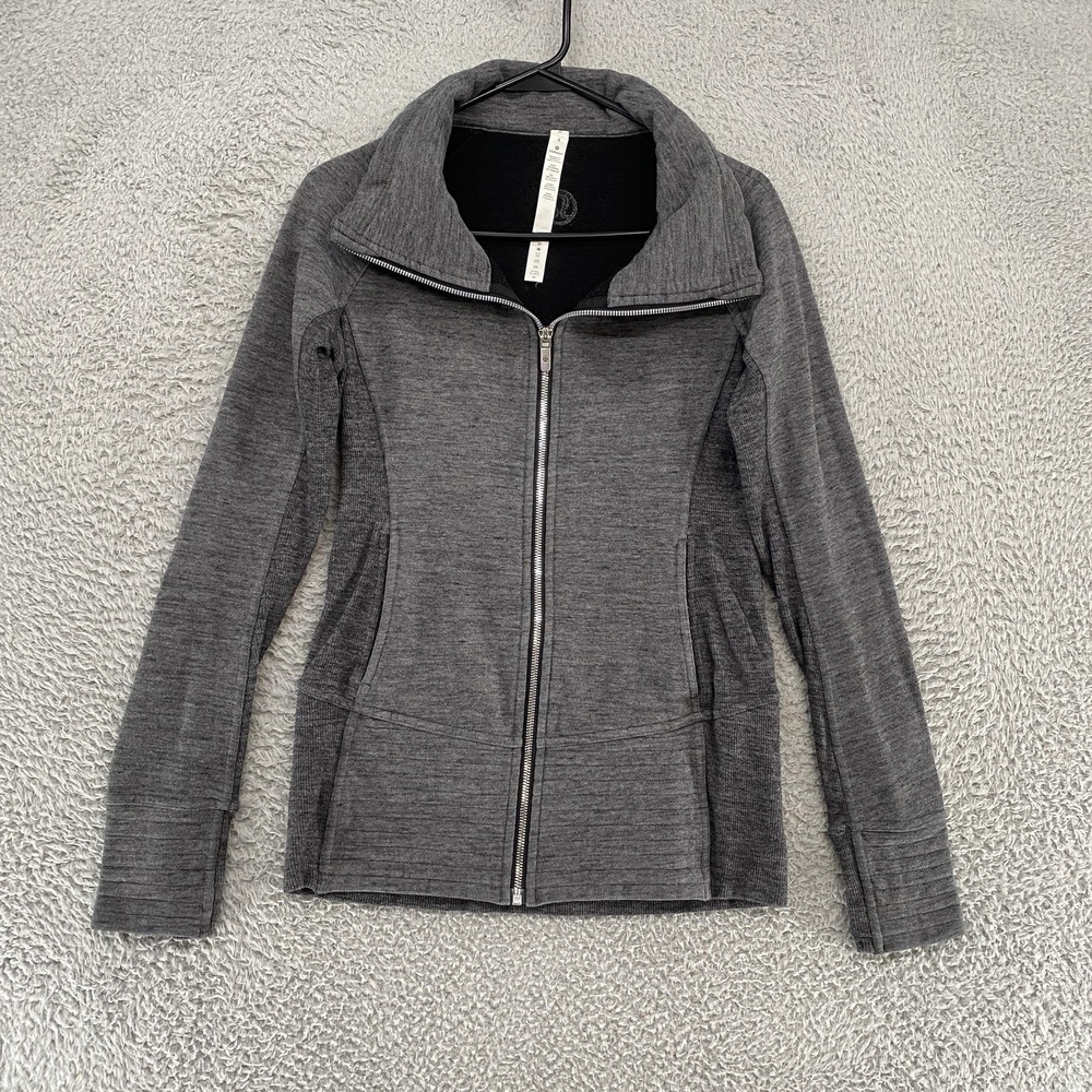 Lululemon Scuba Jacket Womens 4 Gray‎ Full Zip Funnel Neck Fleece Lined Thick